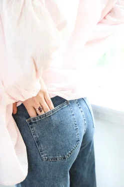 Alba Stripe Spring Summer Blouse, Light Pink