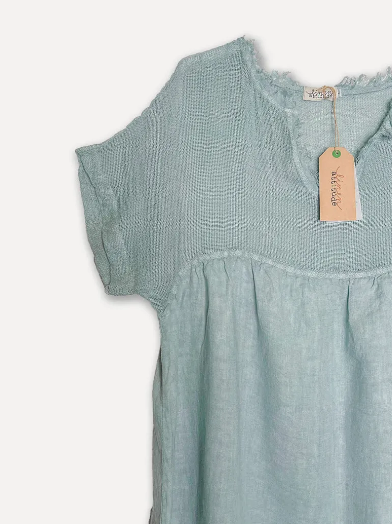 Astrid Attitude Linen Dress, Rainy Blue