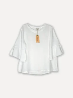 Attitude Around the Corner Linen Top, White