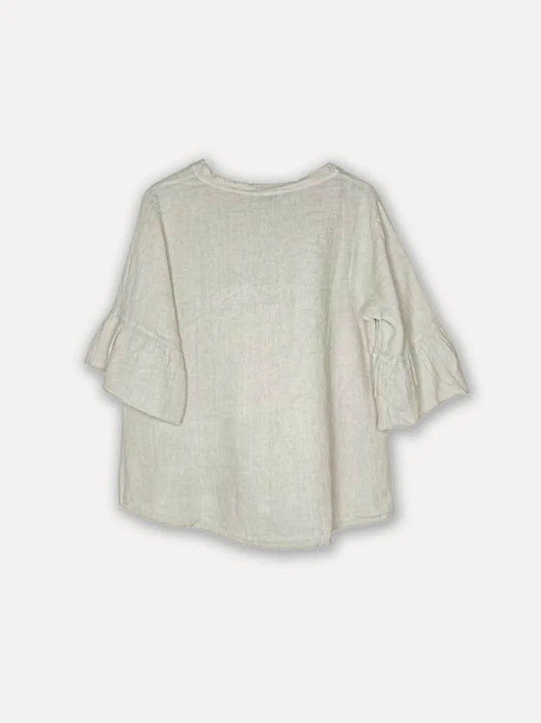 Attitude Around the Corner Linen Top, Beige