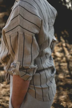 Attitude Striped Linen Shirt, Beige