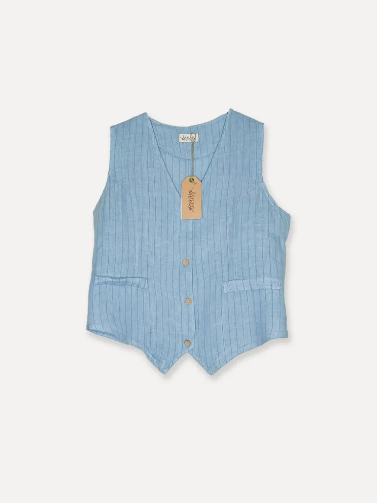 Attitude Sunsurfer Linen Vest, Sky Blue