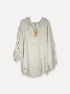 Attitude Surfer Linen Hoodie, Beige