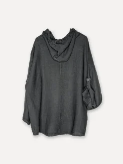 Attitude Surfer Linen Hoodie, Dark Grey