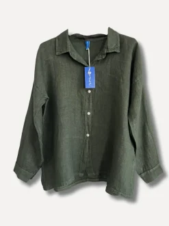 Back to Work Linen Shirt, Dark Green