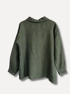 Back to Work Linen Shirt, Dark Green