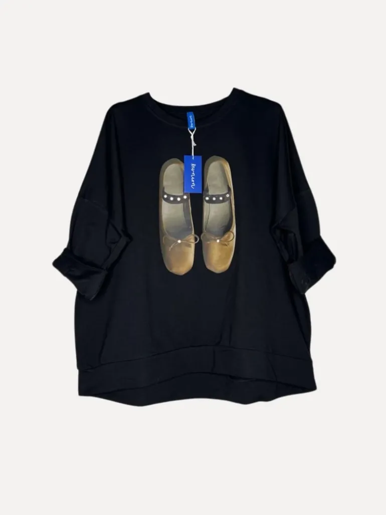 Ballerina Soft Pearls College T, Black