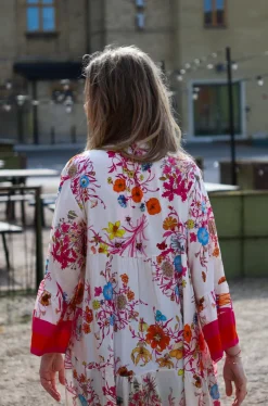 Biarritz Viscose Maxi Dress, Beige/Pink