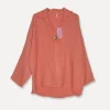 5662 Blouse with Button Linen, Tomato