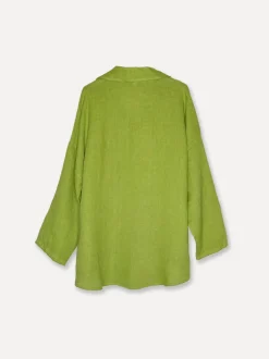 5662 Blouse with Button Linen, Olive