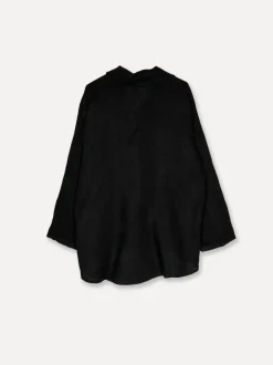 5662 Blouse with Button Linen, Black