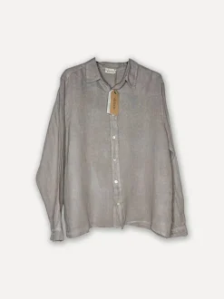 Boyfriend Attitude Linen Shirt, Taupe