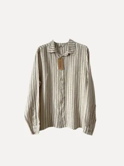Boyfriend Attitude Stripe Linen Shirt, Beige