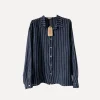 Boyfriend Attitude Stripe Linen Shirt, Navy