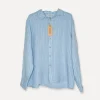 Boyfriend Attitude Stripe Linen Shirt, Sky Blue