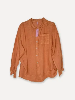 Boyfriend Girlfriend Allfriends Linen Shirt, Sepia Brown