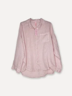 Boyfriend Girlfriend Allfriends Linen Shirt, Dusty Pink