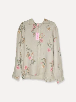 Buongiorno Flowery Linen Shirt, Beige