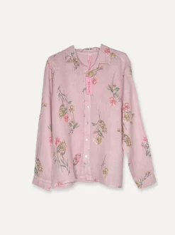 Buongiorno Flowery Linen Shirt, Light Pink