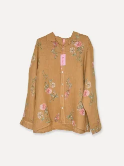 Buongiorno Flowery Linen Shirt, Castagno