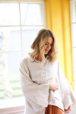 Butterfly Linen Shirt, Beige