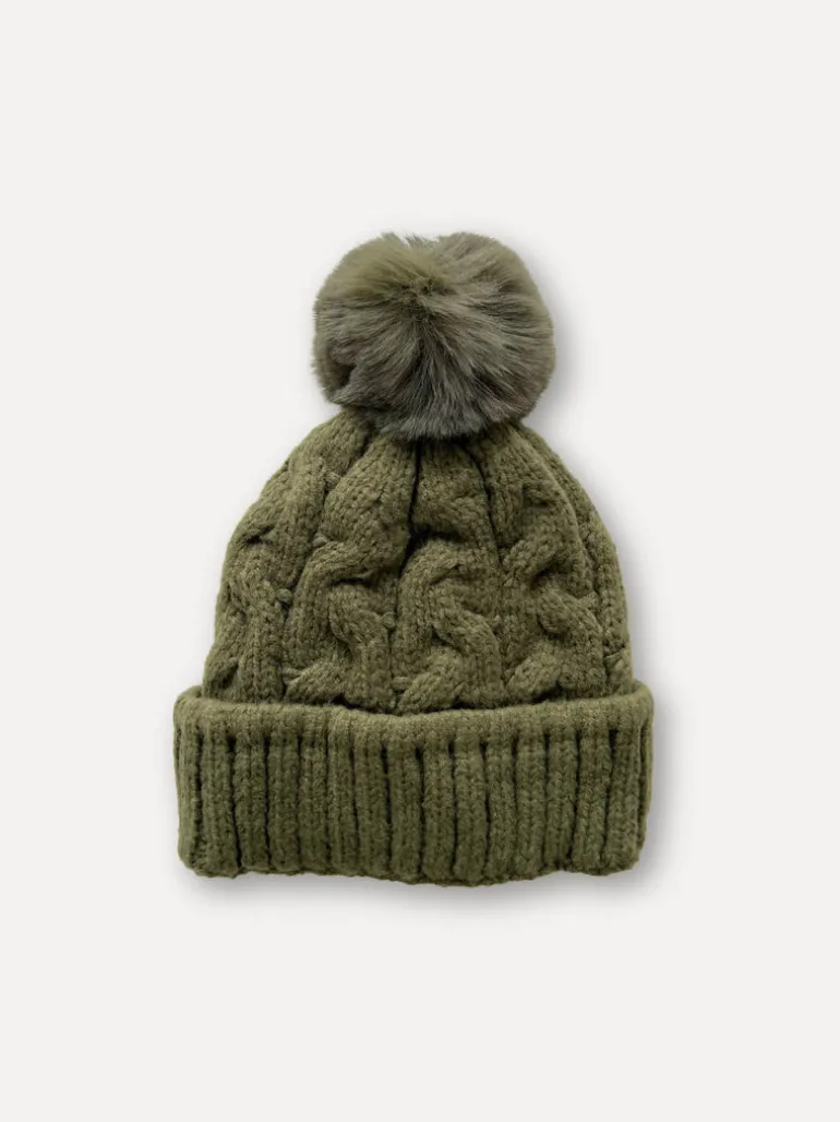 Cable Capotto Beanie, Moss Green