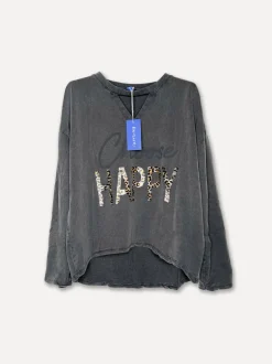 Choose Happy Sweater, Dark Grey