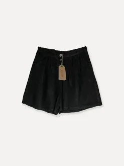 City Attitude Linen Shorts, Black