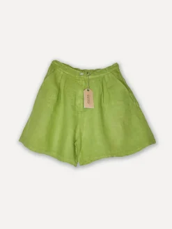 City attitude linen shorts, Olive Green