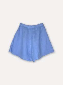 City attitude linen shorts, Sea Blue