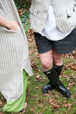 City attitude linen shorts, Dark Grey