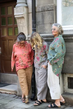 Daisy Attitude Flowery Linen Blouse, Army