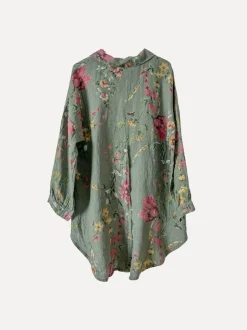 Daisy Attitude Flowery Linen Blouse, Army