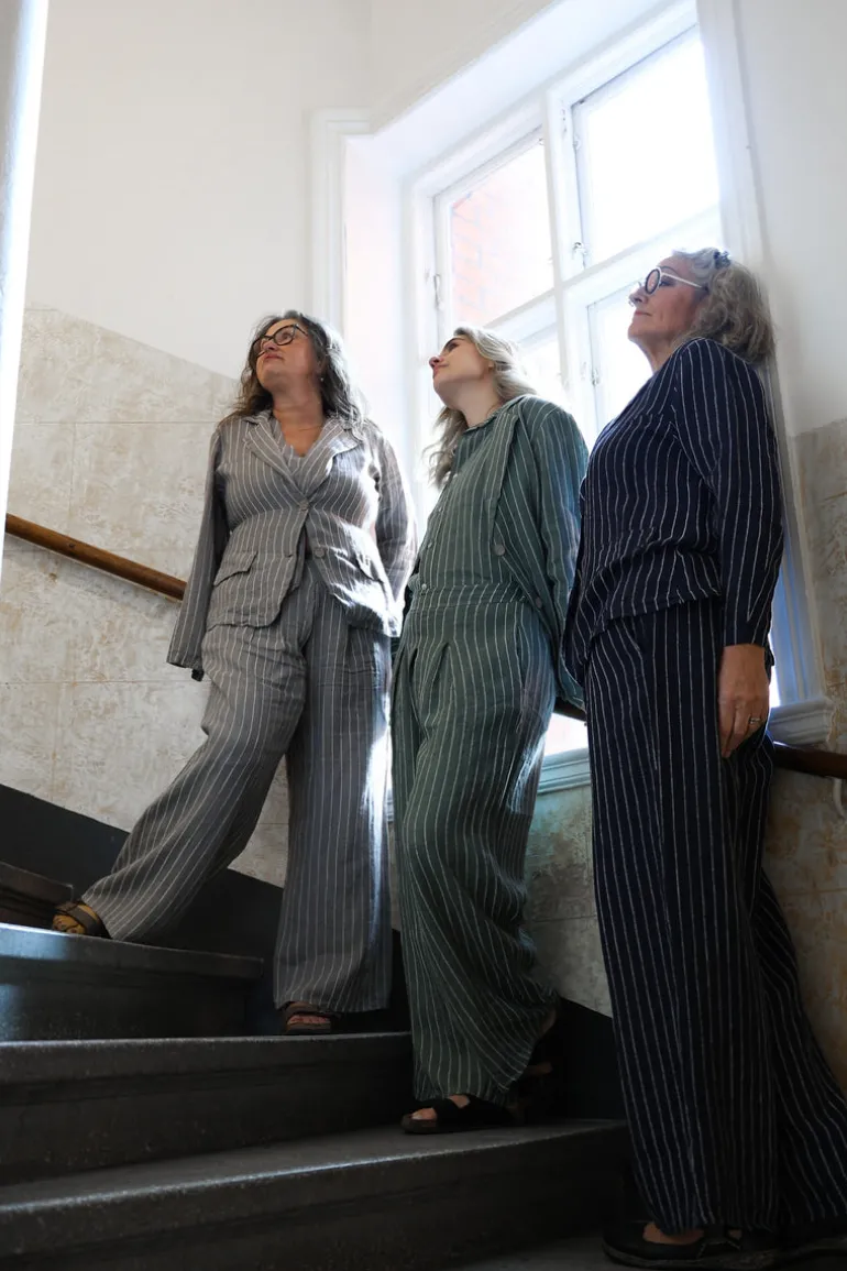 Dressed Up Attitude Stripe Pants, Taupe