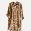 Dressed Up Bubbly Linen Shirtdress, Castagno