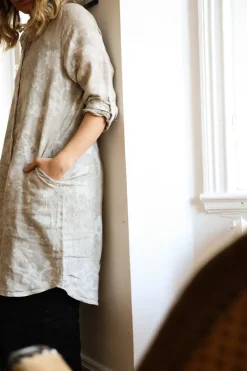 Dressed Up Bubbly Linen Shirtdress, Beige