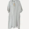Fame Attitude Striped Linen Dress, Beige