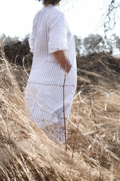 Fame Attitude Striped Linen Dress, Beige