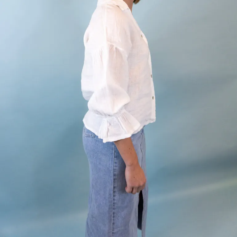Fanny Linen Blouse, White
