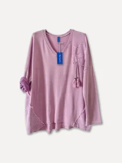 4938 - Flower Tassel College Tee, Baby Pink