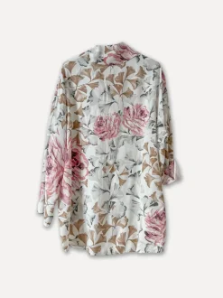 Flowery Blouse, White/Pink Flower
