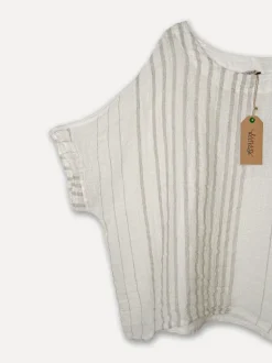 Forte dei Marmi Attitude Sassy Linen Top, White/Beige