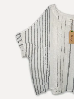 Forte dei Marmi Attitude Sassy Linen Top, White/Blue