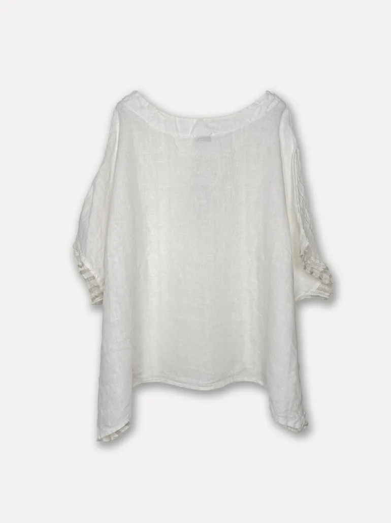 Forte dei Marmi Attitude Sassy Linen Top, White/Beige