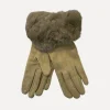 Furry Gloves, Olive