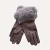 Furry Gloves, Taupe