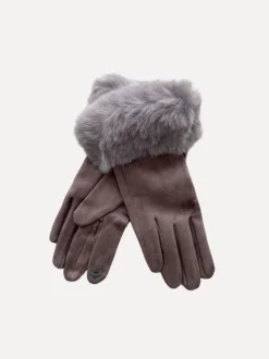 Furry Gloves, Taupe