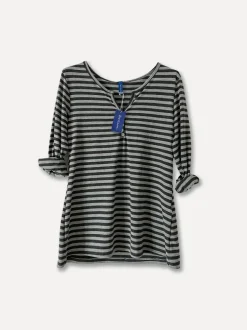 Grandpa stripe T, Grey / Black