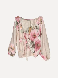 Knot Linen Shirt Flowery Attitude, Sand
