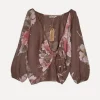 Knot Linen Shirt Flowery Attitude, Cacao